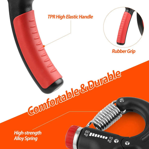 Adjustable Grip Strength Trainer With Easy Resistance Dial Hand Grip Strengthener for forearms, wrists, and fingers, TPR handle