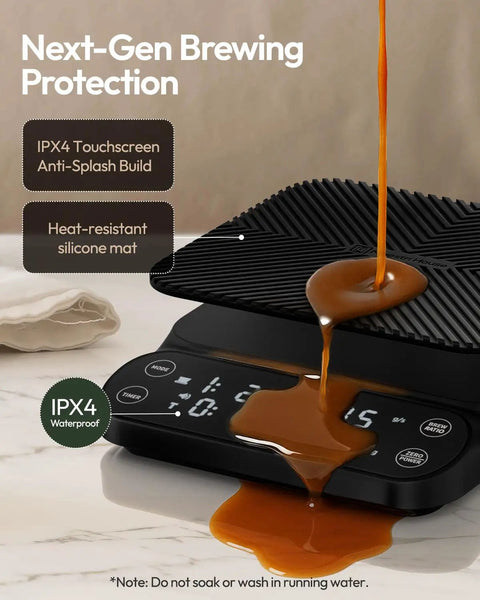 Barista Grade Coffee Scale With Timer 3Kg Capacity 0.1g Precision Digital Scale with spill-resistant silicone mat