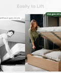 Comparison of lifting a bed without gas struts versus using Heavy Duty RV Gas Struts 16 Inch With 38 Pounds Of Assisting Force.