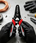 Heavy Duty Wire Stripper Pliers And Cutters, 6 Inches Long in hands of a user, designed for precision stripping and durable use.