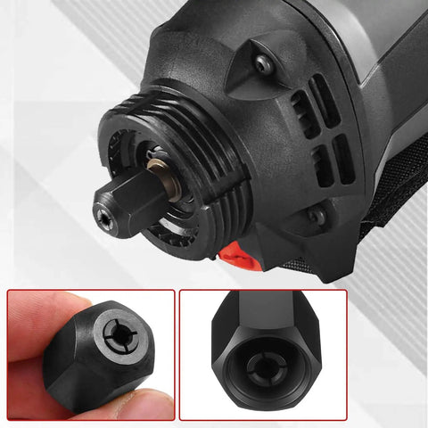 Close-up of Replacement Collet And Nut Kit For Drywall Cutout Tools in use with RotoZip Spiral Saw, showing collet and nut details.
