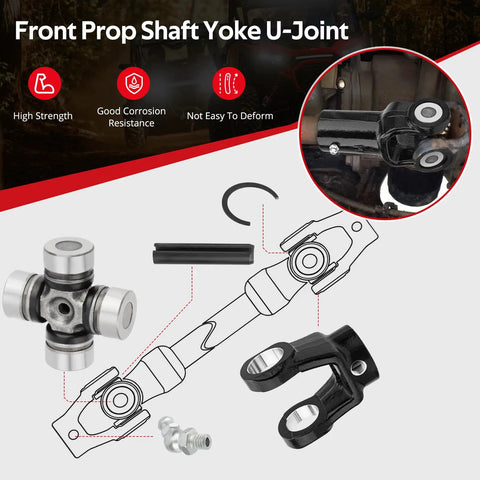 Front Prop Shaft Yoke and U Joint Kit for Polaris RZR and General 1000 Brutus HD Models Fit RZR 570 800 900 1000 RS1 XP Trail S and S4 2 Seater 4 Seater Not For Trails and Rocks Edition, steel yoke and U-joint kit