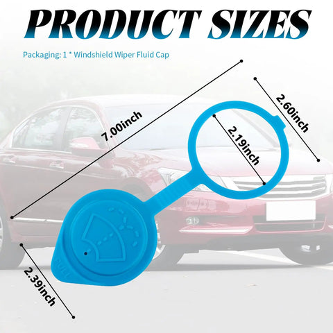 Blue Windshield Washer Fluid Cap Replacement OEM 38513-SC4-672 for Acura RDX Honda Civic CR V with size dimensions overlaid