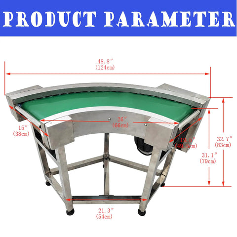 90 Degree Turn Conveyor With Flat And Curved Layout PVC Belt Stainless Steel Frame Adjustable Speed Control 11.8 Inch Wide Belt