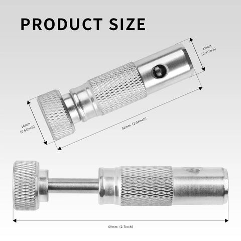 Valve Stem Removal And Installation Tool for aircraft tires, detailed size in mm, metal construction, OEM quality.