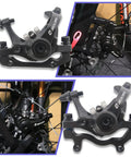 Hardcore Mechanical Mountain Bike Disc Brake Caliper Kit paired with steel rotors, showing detailed aluminum alloy housing and fittings.