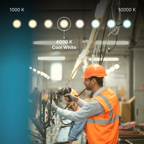 Worker using Portable LED Work Light With Clamp Or Hanging Hook That Slaps, 15W, 1800 Lumens, 4000K Cool White, IP65 Weatherproof