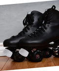 Black roller skates with 2 Pack Braking Block Roller Skate Toe Stops For Quad And Inline Skates, Grippy Wear-Resistant White Rubber Replacement Plugs