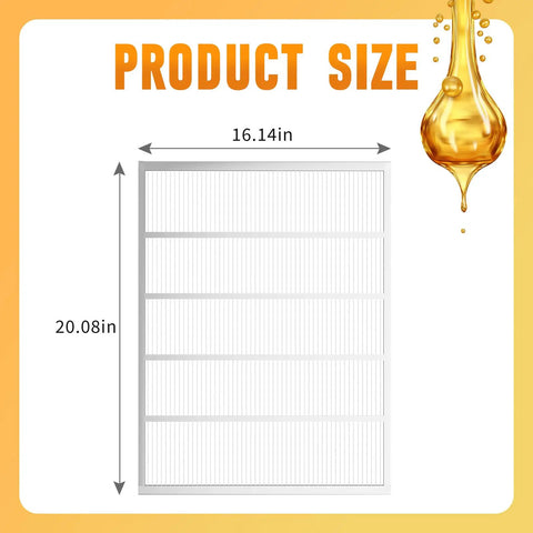 Two Pack Metal Queen Excluder For Beehives 10 Frame Size dimensions 16.14x20.08 inches, shown on a beekeeping product image