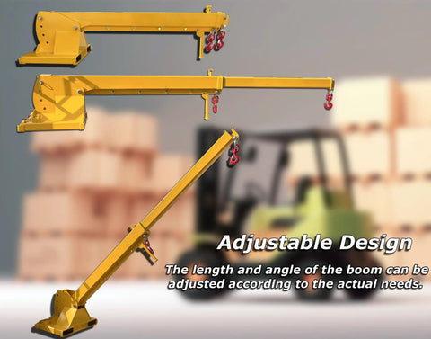 Professional Forklift Jib Boom Crane With 0 To 75 Degree Tilt And 2 Ton 4400 Lb Capacity adjustable boom attachments image.