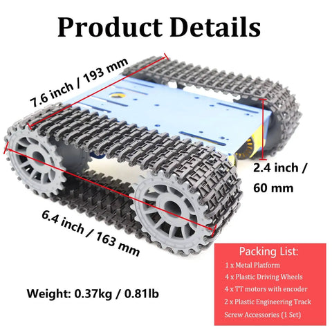 Beefy Tracked RC Tank Chassis Kit With Four DC TT Motors For Arduino Uno R3 And Raspberry Pi STEAM Education Projects Blue Aluminum Alloy Crawler Platform For Adults And Teens
