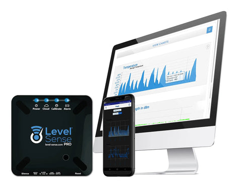 WiFi Enabled Sump Pump Alarm With High Water Alert displayed on computer and phone screens
