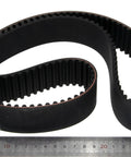 Heavy Duty 138 Tooth Drive Belt Perfect Replacement For Harley Parts BDL-138-38K, black rubber, flexible design with measuring ruler.