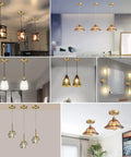 Various installations of Gold Light Canopy Kit 4.7 Inch Pendant Chandelier Ceiling Plate in modern home settings.