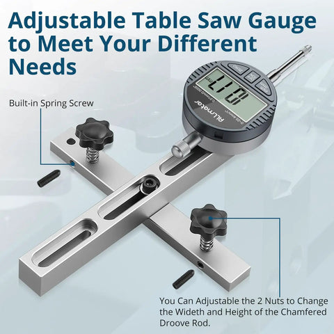 Digital Table Saw Gauge With Dial Indicator 0-1 Inch Range CNC Machined Aluminum Bar For Fence Alignment On Table Saws And Bandsaws