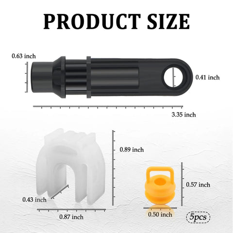 Product size chart for Transmission Shift Cable Bushing Repair Kit With Dual Yellow Bushings And Spring Loaded Shifter Bushing.