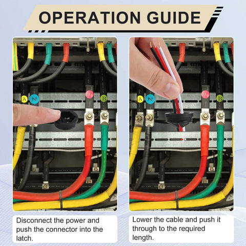 Operation guide for 200 Pack Non Metallic Push In Cable Connectors Three Eighths Inch Trade Size Plastic Electrical Box Wire Inserts Button Push In NM Cable Connector For One Half Inch Knockouts Black.