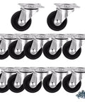 12 Pack 1 Inch Swivel Caster Wheels With Rubber Base And Precision Ball Bearings arranged in rows with screws, ideal for tool carts.