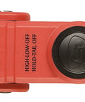 Side view of Firefighter LED Helmet Light With 180 Degree Articulating Head And Dual Beam Output, 250 Lumens, Orange Flashlight
