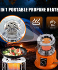 Go To All In One Propane Heater And Stove Portable with 6 ft regulating valve, dual function for camping and emergency use