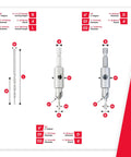 Dimensions and specifications of Carbide Tipped Countersink Drill Bit Set With Ball Bearing Guide AMS-628 6-Piece.