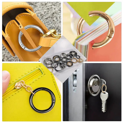 27 Piece Round Carabiner Clips Kit With Zinc Alloy Hooks For Keychains Bags Purses And DIY Projects Includes 3 Colors In 5 Sizes Go To Clips For Everyday Use, round zinc alloy clips in silver gold black for bags and keychains