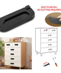 Four Pack Modern Hidden Recessed Door Pull Handles In Black Zinc Alloy For Cabinets illustrates installation and usage on dresser
