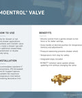 M-PACT Moentrol Shower Valve With Stops 1/2-Inch CC shown with installation tips and benefits overview.
