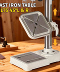 10 Inch Benchtop Drill Press With Variable Speed From 50 To 3000 RPM Cast Iron Table And Base in workshop setting