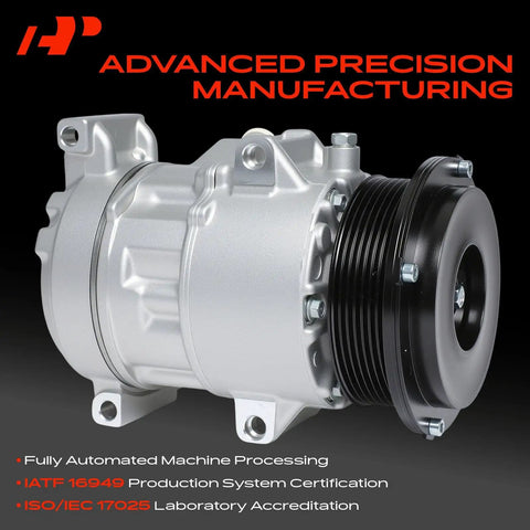 Heavy Duty AC Compressor With Clutch For Toyota Camry And Rav4 2007 To 2009 Two Point Four Liter Engine showing side view with pulley.