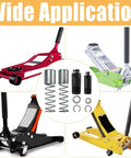 Components of the 3 Ton Hydraulic Floor Jack Dual Pump Piston Plunger Kit Replacement Parts with various jack models.