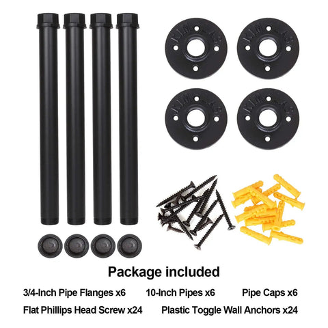 6 Pack 10 Inch Wall Mounted Industrial Pipe Clothing Rack Set Built Tough Heavy Duty Rustic Metal Coat Hangers With Screws DIY Shelving Brackets