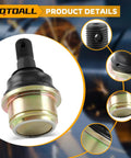 Honda TRX300FW Ball Joints Upper Or Lower M12x1.25 For Fourtrax 300 4x4 1988 To 2000 Pack Of 4 With Castle Nut Pin And Snap Ring Replacement Parts Beefed Up For Easy Install, black steel ball joint close-up