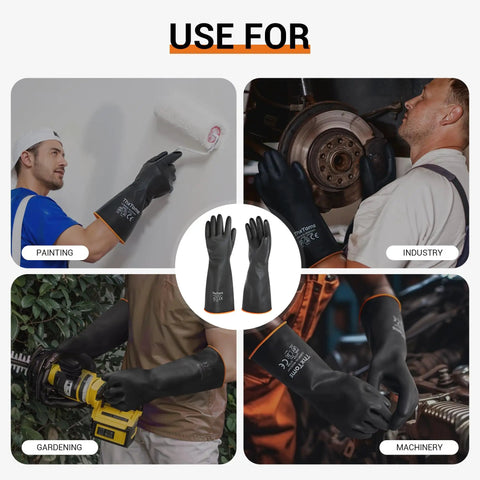 Heavy Duty Chemical Resistant Latex Gloves 18 Inch Waterproof Puncture Resistant For Industrial Cleaning And Gardening use