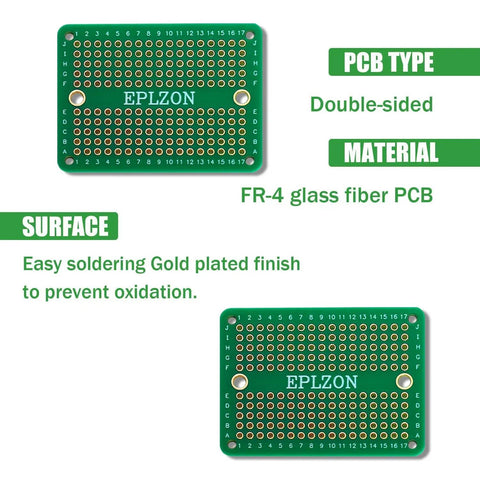 Solderable Mini Breadboard PCB Board Gold Plated For DIY Electronics Projects Soldering Ready 2.0 Inch By 1.5 Inch details