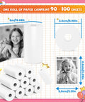 5 Rolls Kids Instant Print Paper Refill For Kids Cameras, Thermal Paper 55x25mm, 180 Sheets With Cute Stickers, Scratch Resistant And BPA Free, Fits Most Instant Print Cameras For Kids, Easy Load And Long Lasting Fun. white thermal paper rolls with 55x25mm size