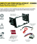 Double Din Radio Installation Dash Kit For Select 2000-2012 General Motors Vehicles No Wire Cutting Plug And Play Factory Fit Car Stereo Install Kit Complete Basic Package With Clear Fit Guide showing dash frame, wiring harness, and antenna adapter