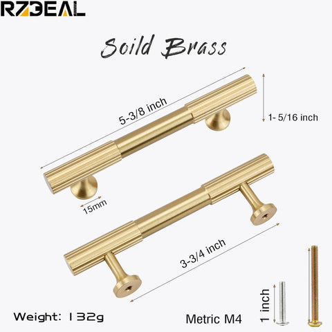 2 Pack Solid Brass Gold Cabinet Pulls With 3 And 3 Quarters Inch Center To Center For Kitchen Cabinets Dresser Drawers Wardrobes