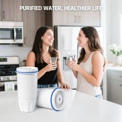 Two women in kitchen using Water Filter Replacement For Zero Water Pitchers And Dispensers With Multistage Filtration Reducing Lead TDS PFOA PFOS