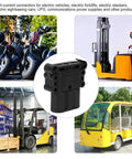 Pro Level Badass 160A Dc Charging Connector For Electric Forklift Whips And Industrial Batteries With Solid Silver Plated Terminals And Rugged Pbt Pc Housing That Crushes It in a close-up view.