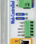 Front view of Remote Accessible Ethernet Relay And Digital Input Module Model X-WR-1R12-1I-I for industrial control