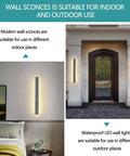 Outdoor Wall Light 20W LED Sconce, Extra Long 35.4 Inch Exterior Fixture For Front Porch And Patio, IP65 Waterproof shown indoors and outdoors