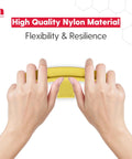 Hands flexing 100 Pack Nail-On Low Voltage Mounting Bracket showing flexibility and resilience of nylon material for drywall installation.