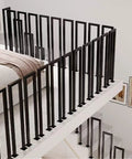 Built Like A Tank U Shaped Handrail For Indoor Stairs Outdoor Steps Heavy Wrought Iron Railing in matte black, 85 cm high.