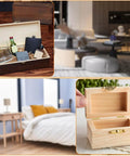 Open mini wooden box with gold mini hinges craft set for DIY projects, 50 pcs with screws included smooth shaft for wooden boxes.