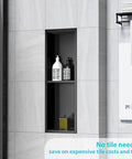 Stainless Steel Shower Niche 8 Inch By 24 Inch Recessed Wall Nook With Double Shelves No Tile Needed Matte Black Bathroom Storage
