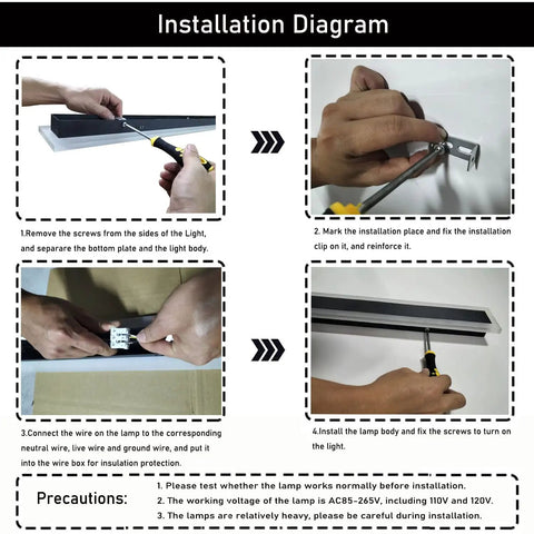 Installation guide for Slick Two Pack 23.6 Inch Outdoor Modern LED Wall Light Set, showing step-by-step setup instructions.