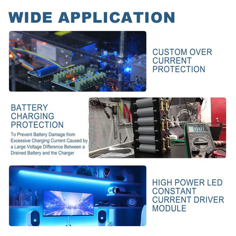 Wide application uses for Dope Adjustable DC Buck Converter Power Supply for RV solar panel, golf cart and more, with images.
