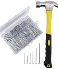 Tough As Nails 8 Oz Claw Hammer Kit Including 376 Precision Cut Steel Nails, ergonomic grip hammer with assorted steel nails.