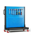 Beefy 2 Tier Mobile Steel Workshop Shelving Unit With Wheels And Handle For Tools And Hardware Storage Built From Industrial Grade